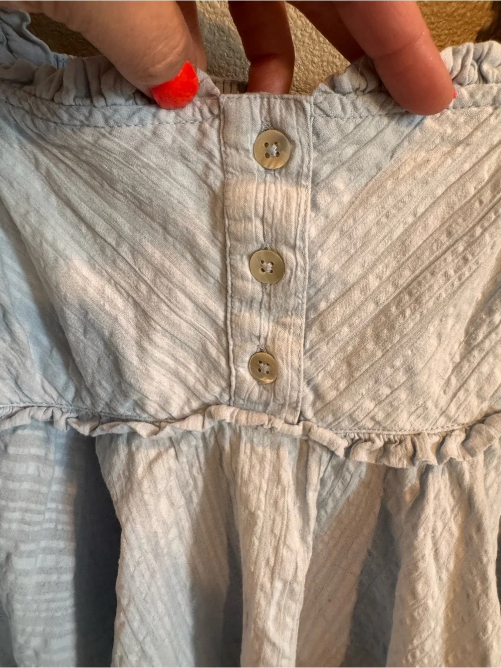 Free People Leave it to Me Pale Blue Square Neck Puff Sleeve Peplum Top